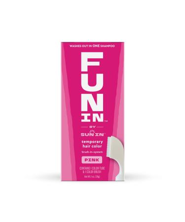 Fun In by Sun In Temporary Hair Color Pink - Easy Brush Applicator Washes Out in One Shampoo Gluten-Free Paraben-Free Alcohol-Free Cruelty-Free