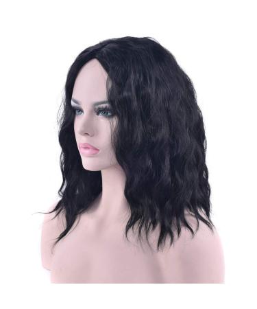 LFMDJF 3colors Brown Short Synthetic Hair Wig Curly Black Wigs for Women Party Hair Headwear Accessories 12inches #1B #1B