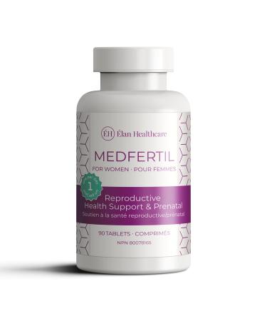 MedFertil for Women Fertility and Prenatal Vitamins with Iron Myo Inositol Folic Acid Iodine Biotin and B Vitamins 90 Tablets - Elan Healthcare 90 count (Pack of 1)