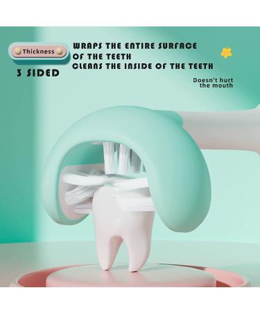 LEYUYO 3 Sided Toothbrush for Toddlers - Baby Toothbrush for Complete Oral Care - Triple Sided Kids Toothbrush (Pink) - Buy Online on GoSupps.com