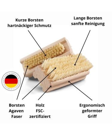 2 Set Nail Brush - Skin-Friendly Fingernail Brush Natural Buchenholz Bristles - Handcrafted Manicure & Pedicure Tools Made in Germany - Buy Online on GoSupps.com