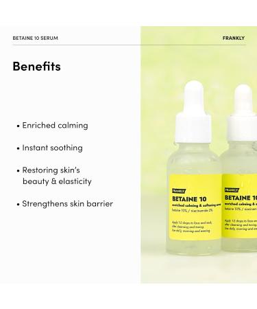 Frankly Betaine 10 Serum - Vegan Skin Calm & Restore | 10% Betaine & 1% Niacinamide | EWG Green | International Shipping - Buy Online on GoSupps.com