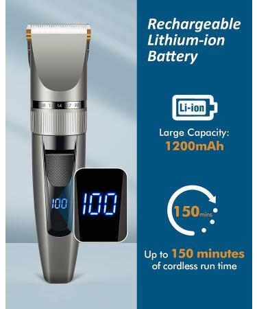 Hair Clippers, Qhou Electric Hair Cutting Kit Pro,Mens Clippers for Hair Cutting Quite LED Display Cordless Rechargeable Hair Trimmer Set Professional Barbers Grooming Kit with Hairdressing Cape(Gray) Gray2 - Buy Online on GoSupps.com