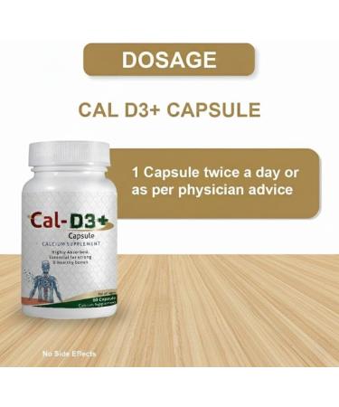 Cal-D3+ Capsules | Calcium Supplement | Essential for Strong & Healthy Bones | 30 Capsules - Buy Online on GoSupps.com