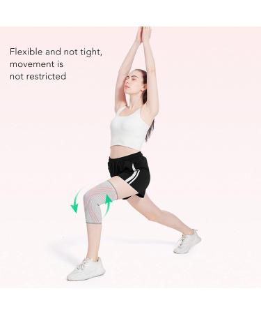Knee Support Set - Elastic Nylon Polyurethane Rubber Band Non-Slip Knee Brace for Sports - Pink (1 Pair - Buy Online on GoSupps.com