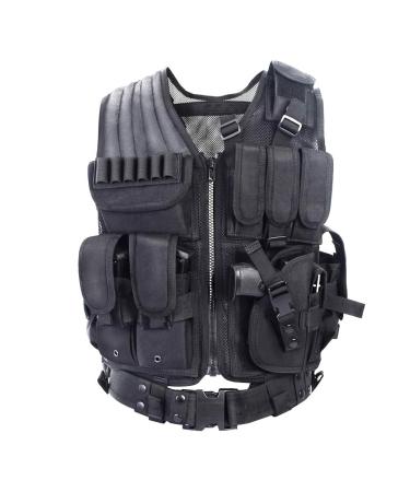 YAKEDA Tactical Vest Outdoor Ultra-Light Breathable Training Vest Adjustable for Adults Black