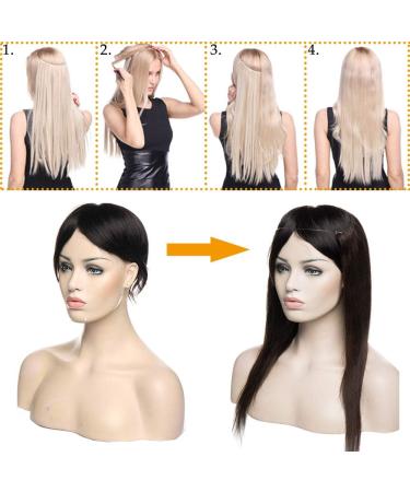 Silk-co One Piece Wire in Hair Extensions 24 inch Long Straight Hairpiece No Clip Synthetic Hair Wire String Bleach Blond - Buy Online on GoSupps.com