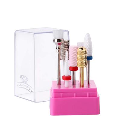 Makartt Nail Drill Bit Set 7PCS 3/32 Safety Nail Drill Bits Remove Gel Polish Nail Gel Dip Powder Cuticle Drill Bit Professional Bits Tools Nail File Drill Bit Manicure B-18