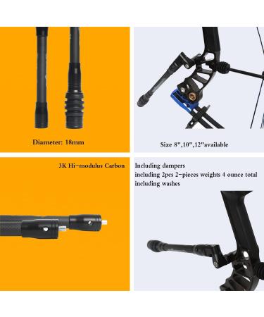 Perogen 3K Carbon Archery Bow Stabilizer for Compound Bow Hunting with Dampers - Lightweight 8/10/12 inches - Buy Online on GoSupps.com