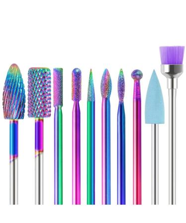 10 Pieces Nail Mill Bits Professional Remove Gel Cuticle Diamond Tungsten Carbide Nail Drill Tools Cuticle Remover Bits Cuticle Manicure Nail Polishing Tools Kit for Manicure Pedicure