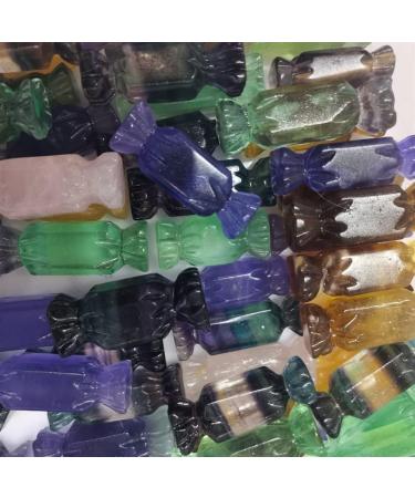 Natural Crystal Rough Natural Crystal 1PC Natural Fluorite Crystal Stone Candies Hand Carved Handicraft Gemsto Stones Gemstones for Home DIY Decorations - Buy Online on GoSupps.com