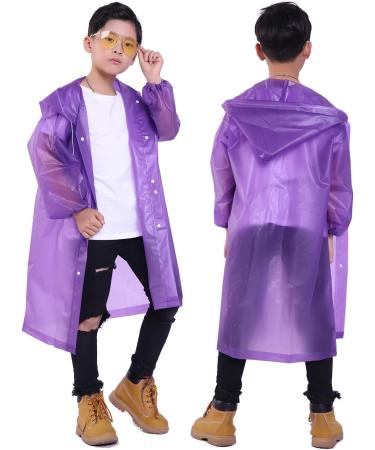 Makonus Kids Raincoat Pack of 2 - Reusable EVA Rain Poncho Jacket for Boys and Girls in Blue/Purple - Buy Online on GoSupps.com