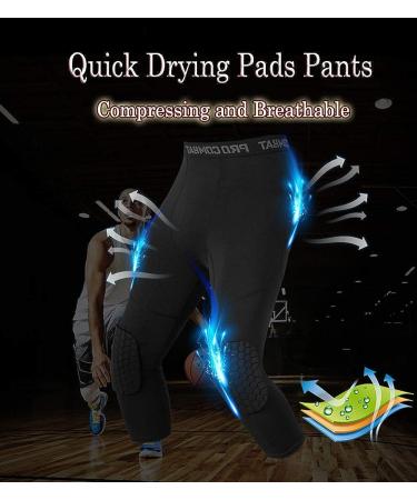 Unlimit Black Basketball Compression Pants with Knee Pads | 3/4 Capri Leggings - Medium - Buy Online on GoSupps.com