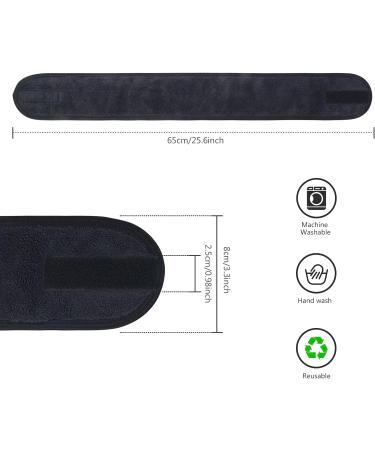 KinHwa 3 Pack Spa Facial Headband Makeup Hair Band Women Skincare Adjustable Microfibre Headband for Washing Face Sports Yoga Black Black 3 Count (Pack of 1) - Buy Online on GoSupps.com