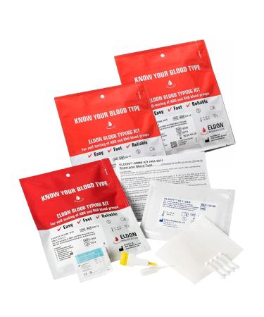 Eldoncard Blood Typing Kit  3 Tests  Know Your Blood Type  Instant Home Testing Kit  A  O  B  Rhs-D Negative and Positive Blood Types Tested For