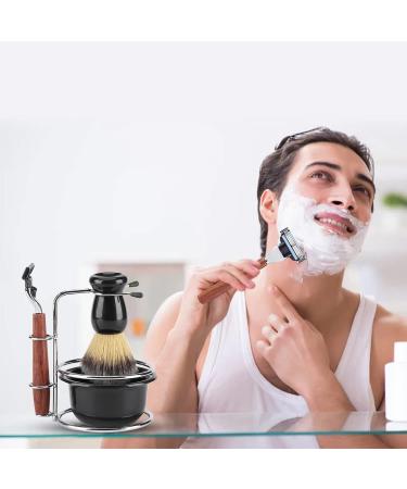 HERCHR 4-Piece Shaving Set | Manual Razor Stainless Steel Stand Brush & Bowl | Premium Men's Grooming Essentials - Buy Online on GoSupps.com