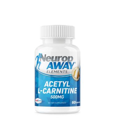 NeuropAWAY Elements Acetyl L-Carnitine 500mg 60ct Capsules (60 500mg Capsules Per Bottle) Veggie Caps Third Party Tested Made in USA