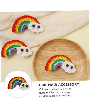 FOMIYES 2 Pairs Rainbow Barrettes Girls Hair Clips Rainbow Hair Barrette Hair Bow Felt Rainbow Applique Knitted Headwear Kids Hair Clips Knitting Rainbow Patches Yarn Child To Weave Alloy - Buy Online on GoSupps.com