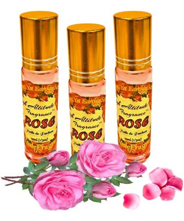 ROSE Perfume Oil - All-Natural Essential Oil Fragrance - Huile de Parfum - Bulgarian Damask Rosa Damascena Petals Otto Tea Rose De Mai - Roll On Roller Ball - Party Travel Guest Favors Gifts - 10mlx3 aroma of mixed freshly cut roses with soft floral sligh - Buy Online on GoSupps.com