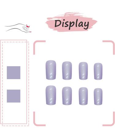 24Pcs Purple Glossy Short Square French Tips Press on False Nails for Women - Removable Adhesive Tabs Included - Buy Online on GoSupps.com