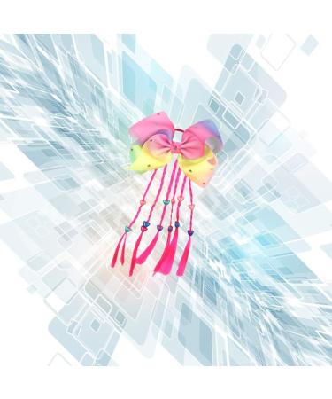 Minkissy Colorful Hair Ties Bowknot Hair Bow with Colored Braid Hair Rings Hair Rope Kids for Girls (Pink Braid) - Buy Online on GoSupps.com