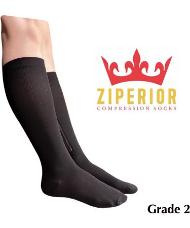 Inside Leg Zipper 20-30 mmHg Compression Calf Socks - Closed Toe - 3X-Large - Black | International Shipping - Buy Online on GoSupps.com