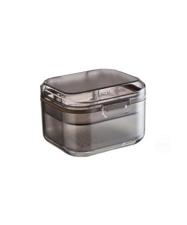 Retainer Case Orthodontic Denture Box False Teeth Container for Soaking Dentures Clearly Visible Denture Case Multifunctional Mouth Guard Case (Black)