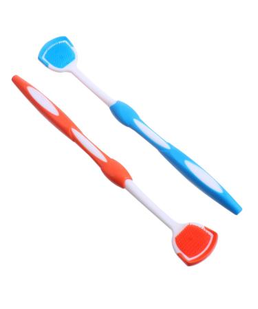 Kalafina 2st tongue cleaning brush Metal spatula Tools for tongue scraps for adult tongue cleaners for mouthpiece fresh toothbrush nanoplasty blue 19.5x3x0.6cm