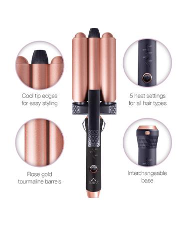 SUTRA Interchangeable Styler Sets - 3 in 1 Spring Curler Waver & Clipless Wand - Rose Gold & Black Options for Effortless Styling - Buy Online on GoSupps.com