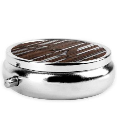 Rustic Stall Wooden Door Mini Round Pill Box - 3 Compartment Travel Pill Organizer | Portable Pocket Medicine Case for Home & Office - Buy Online on GoSupps.com