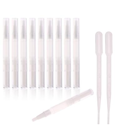 DBOO 10Pcs 3ml Cuticle Oil Pens Transparent Twist Pens with Brush Tip Refillable Nail Polish Bottle Eyelash Growth Liquid Tube Lip Gloss Cosmetic Container Applicator with 2Pcs Transfer Pipettes