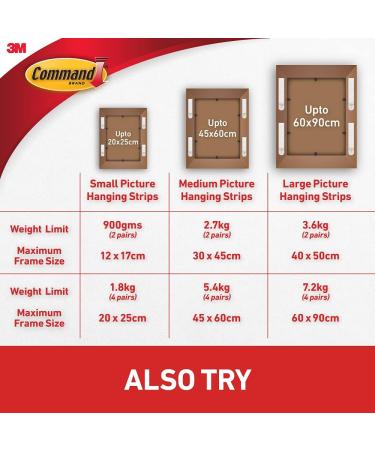Command Large Picture Hanging Strips - Holds 16 lbs - Pack of 2 (White) - Buy Online on GoSupps.com