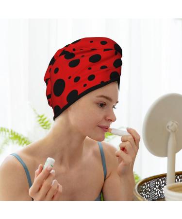 Ladybug Pattern Hair Towel Wrap - Quick Drying Turban for Effortless Hair Care | International Shipping Available - Buy Online on GoSupps.com