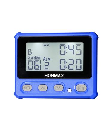 HONMAX Waterproof Charge Interval Timer and Stopwatch | Backlight|Clock (Blue)