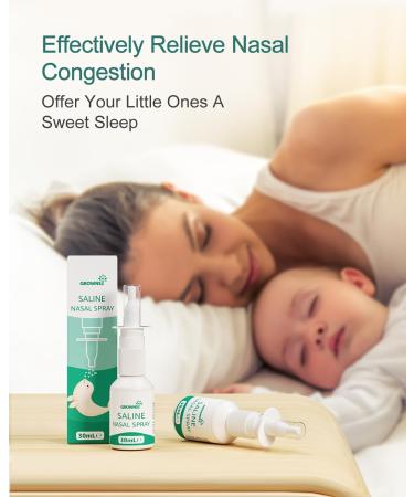 GROWNSY Baby Saline Nasal Spray 2 PCS - Natural, Xylitol Infused, Non-Alcoholic Formula for Instant Relief and Daily Nasal Care - Buy Online on GoSupps.com