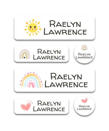 Custom Kid Name Labels for Daycare Variety Pack (180 ct.) Waterproof Dishwasher Safe Camp Personalized Name Stickers for School Supply Baby Bottles Lunch Boxes and Cups Travel. (Pattern 8)