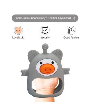Pig Baby Teething Toys | BPA-Free Silicone Teether for Infants 0-12 Months | Grey - Buy Online on GoSupps.com