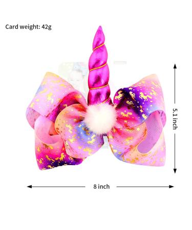 8 Inch Unicorn Hair Bows for Girls - JoJo Siwa Style Hair Accessories with Alligator Clips - Perfect Xmas Gift Set - Buy Online on GoSupps.com