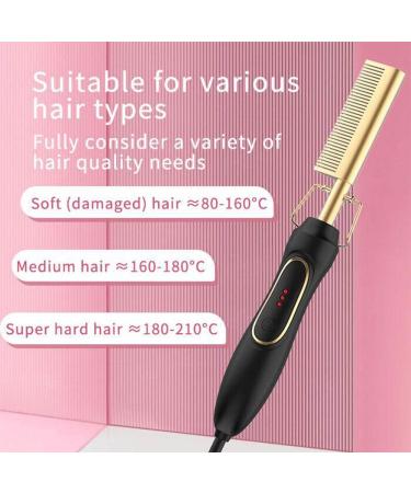 Hot Comb Hair Straightener - AC110V Flat Irons & Heating Brush for Women & Men | White & Gold Beard Curler Comb - Buy Online on GoSupps.com
