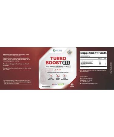 Turbo Boost 911 Nitric Oxide Booster - Maximize Circulation Energy & Focus - 60 Capsules - Shop Internationally - Buy Online on GoSupps.com