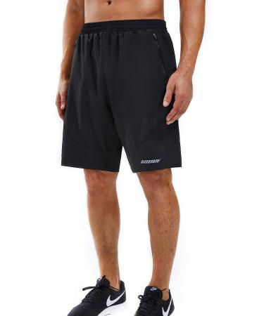 Souke Sports Men's 2 in 1 Workout Running Shorts - Quick Dry Gym Athletic Shorts with Zipper Pockets (Black, Medium) - Buy Online on GoSupps.com