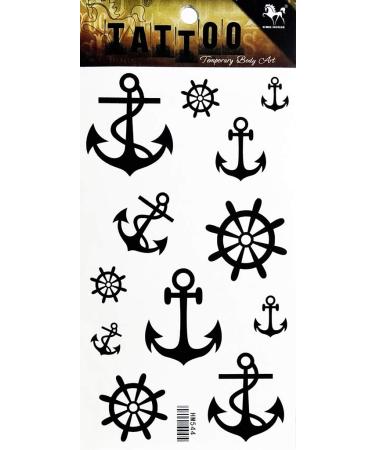 PP TATTOO 1 Sheet Naval Anchor Marine Sailor Ship Boat Waterproof Tattoo Sexy Fake Stickers Girls Lady Tattoo Body Art 1SY38