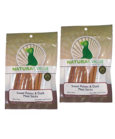 Natural Value Sweet Potato & Duck Soft Chew Meat Sticks Contains Glucosamine & Chondroitin for Hip & Joint Health(This is a 2 Pack)