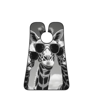 three giraffes Print Beard Bib Apron Non-Stick Beard Men's Hair Catcher for Shaving Gifts for Men. One Size Black1