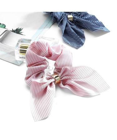 Genglass Elastic Hair Ties - 6 Pack Chiffon Striped Pink Flower Hair Rings for Women & Girls | International Shipping Available - Buy Online on GoSupps.com