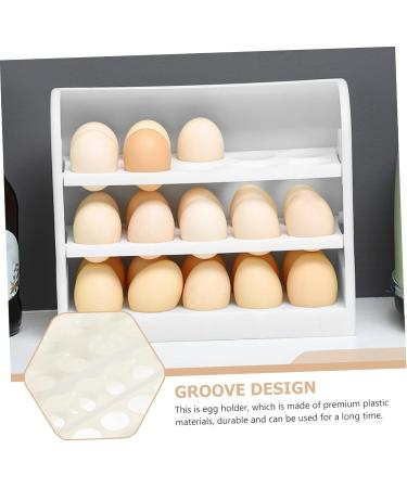 Healeved Egg Storage Box Container with Lid Plastic Eggs Refrigerator Egg Trays Egg Holder Desktop Egg Plate White 25.5X21.5X10CM - Buy Online on GoSupps.com