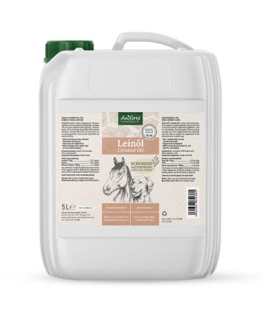 AniForte linseed oil for horses & dogs 5 liters - cold-pressed & native rich in Omega 3 & Omega 6 linseed oil for dogs as a BARF supplement