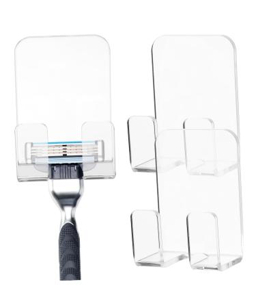 Hemoblo 3 Stk Transparent Lager Razor Razor For Shower Wall Plug-Organizer Razor blade holder Bathroom accessories holder for toothbrush stands acrylic wall sticky hook razor