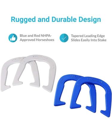 St. Pierre American Professional Series Horseshoes Complete Set with 4 Horseshoes, Stakes, Rulebook, and Tote - Blue/Gray - Buy Online on GoSupps.com