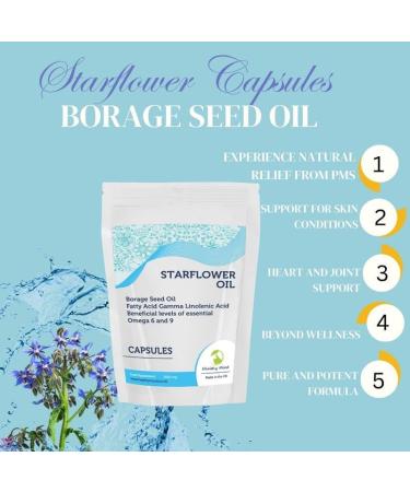 STARFLOWER Oil Borage Seed Oil Linolenic Acid 1000mg GLA 500 Capsules - Choose Your Packet Size - LetterBox Friendly UK Fast Delivery - Buy Online on GoSupps.com